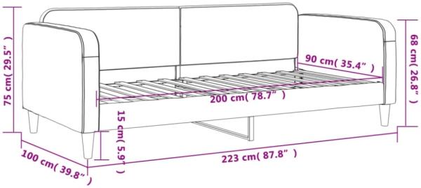 vidaXL Tagesbett Creme 90x200 cm Stoff 354037 Bild 2