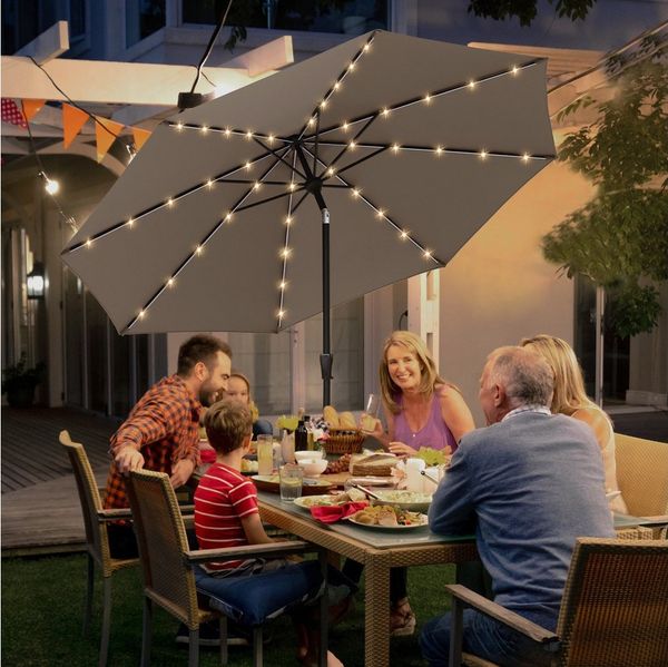 Sekey Solar-LED Sonnenschirm 330cm mit 40 LED, Windfester Gartenschirm UV 50+, Alu-Sonnenschirm mit Kurbel für Terrasse Balkon Garten Bild 2