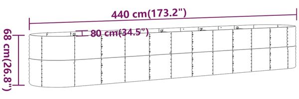 vidaXL Hochbeet Verzinkter Stahl 440x80x68 cm Grau 318969 Bild 6
