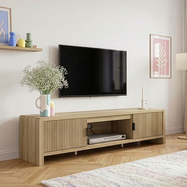 Fernsehschrank Lukkodso 150x40x40 cm Eicheoptik, mittelhell [en. casa]