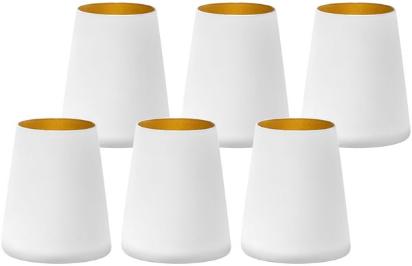 Stölzle Lausitz POWER Becher 380 ml weiß-gold 6er Set
