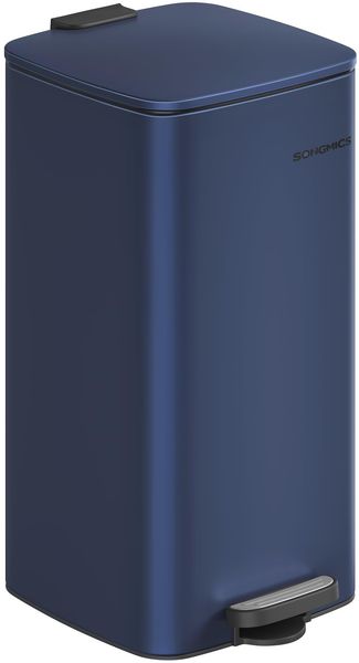 SONGMICS Mülleimer Küche, 30 Liter Abfalleimer, Tretmülleimer, Stahl, mit Inneneimer, Softclose, Offenhaltefunktion, mitternachtsblau LTB593Q02