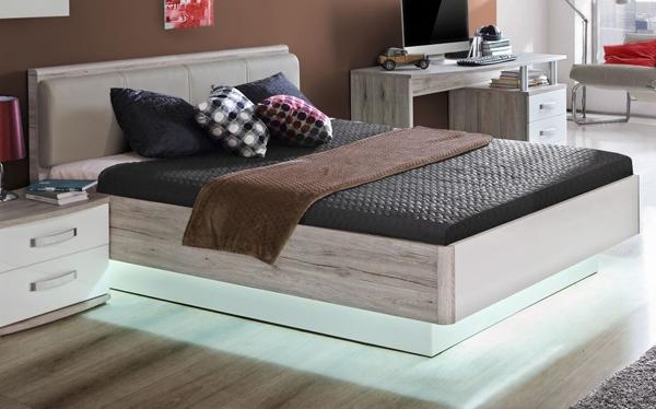 Bett Jugendbett Bettgestell sandeiche weiß Hochglanz 140x200cm Bild 1