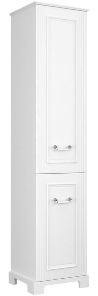 BADEDU RILA Hochschrank 43 cm breit, Weiß matt, 1 Tür, Wäschekorb unten mit Auszug