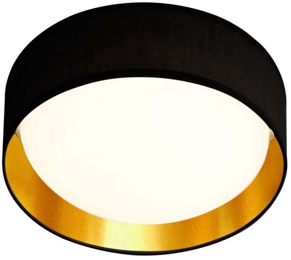 Deckenleuchte, Gold, Textil-Schirm Schwarz, 50 cm, GIANNA