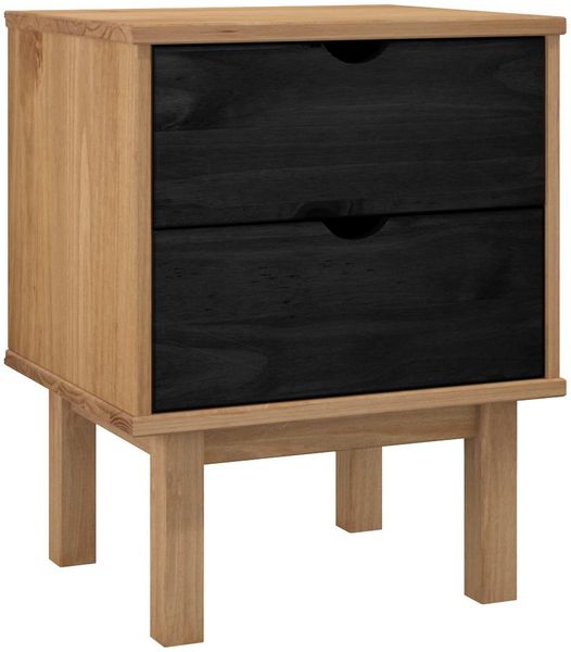 vidaXL Nachttisch OTTA Schwarz 45 x 39 x 57 cm Massives Kiefernholz 42041748 Bild 2