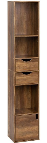 Woltu Bücherregal, 1-tlg, Standregal mit Schubladen, Regal mit Tür, 30 x 158 x 24 cm