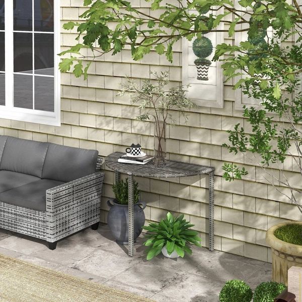 Outsunny Beistelltisch Balkontisch Garten Couchtisch (Tisch, 1-St, Balkontisch), Metall Grau 100 x 50 x 74 cm