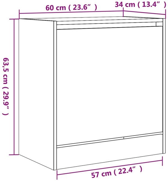 vidaXL Schuhschrank Sonoma-Eiche 60x34x63,5 cm Holzwerkstoff 839940 Bild 9