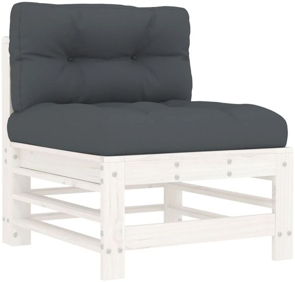 vidaXL 7-tlg. Garten-Lounge-Set mit Kissen Weiß Massivholz 3185837 Bild 6