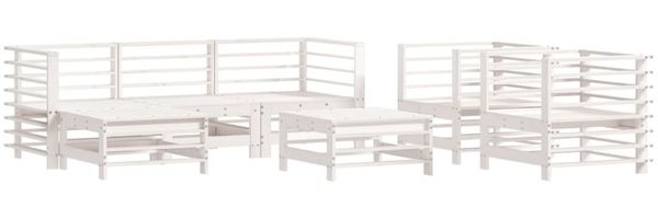 vidaXL 7-tlg. Garten-Lounge-Set mit Kissen Weiß Massivholz 3185837 Bild 3