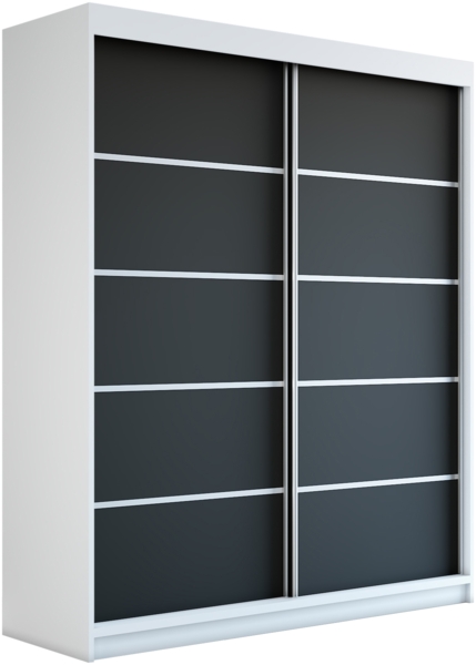 Schwebetrenschrank TREND 2-trig Schrank 180 cm (mit Spiegel) Farbe: Wei , schwarz Bild 2