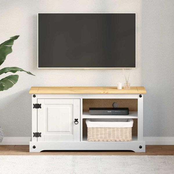 vidaXL TV-Schränk Corona Weiß 100 x 40 x 52 cm Massives Kiefernholz 42021196