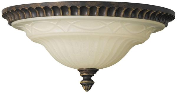 Deckenleuchte, Stahl Glas, Nussbaum, D 33 cm