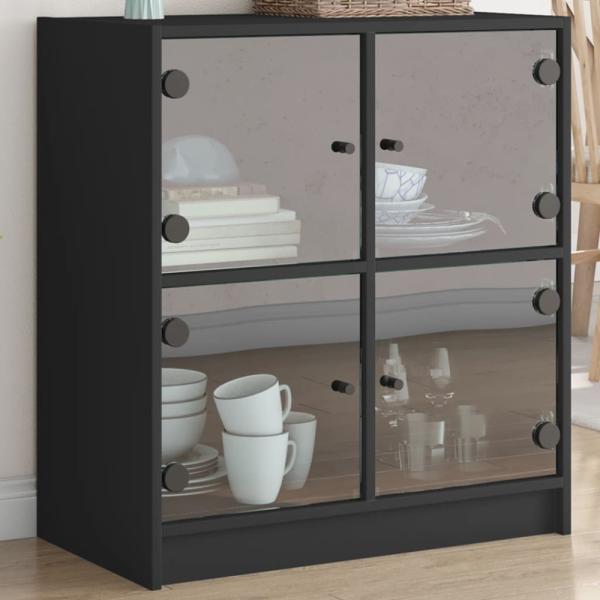 vidaXL Beistellschrank mit Glastüren Schwarz 68x37x75,5 cm 836379