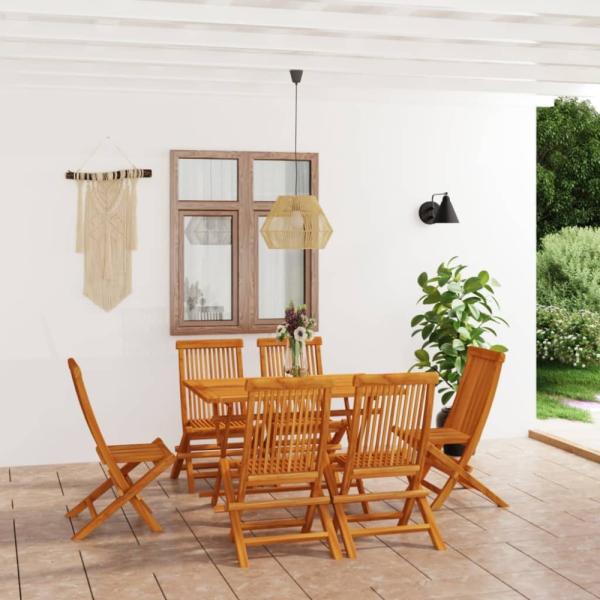 vidaXL 7-tlg. Garten-Essgruppe Massivholz Teak 3059602