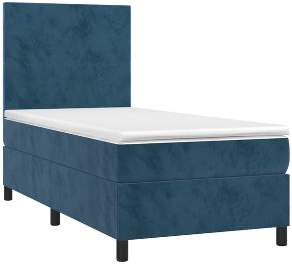 vidaXL Boxspringbett mit Matratze Dunkelblau 90x200 cm Samt 3142885 Bild 3