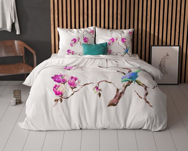 Sitheim-Europe Bettwäsche Magnolien Weiß Bettbezug, 3 teilig