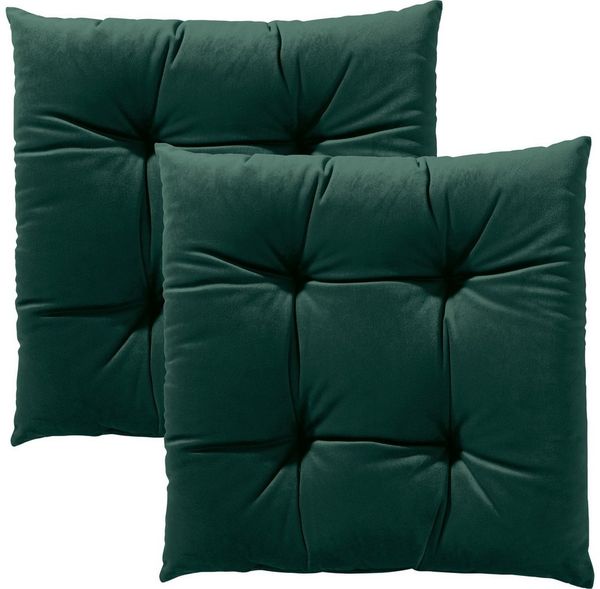 REDBEST Stuhlkissen Stuhlkissen "Kingsville" 2er-Pack, Nicky-Velours Uni