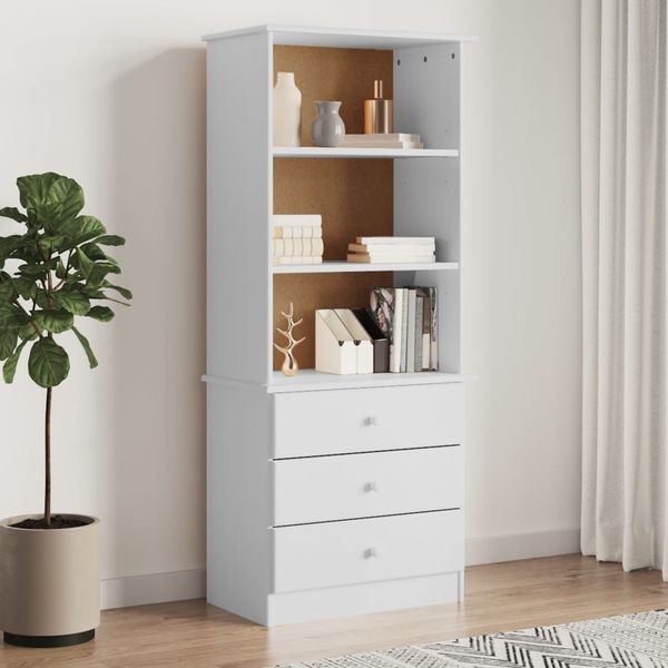 vidaXL Bücherregal mit Schubladen ALTA Weiß 60x35x142 cm Kiefernholz 353952