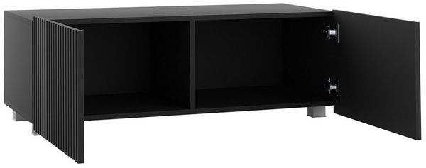 Lomadox Lowboard KEMPTEN-132, in schwarz matt, Rillenfront, 2-türig, Breite 100 cm, Softclose