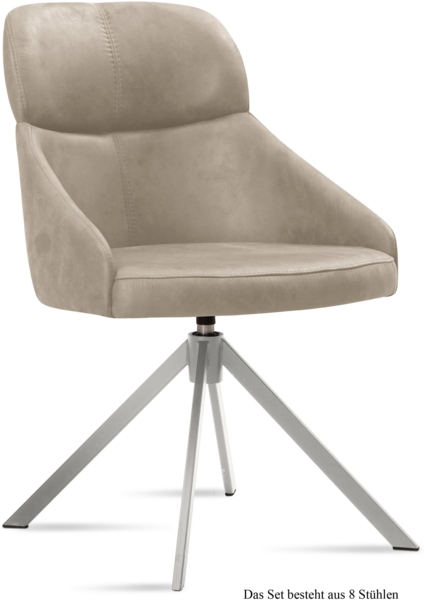 Esszimmerstuhl drehbar (8er-Set) Deeanne 52x82x63 Edelstahl/Natur