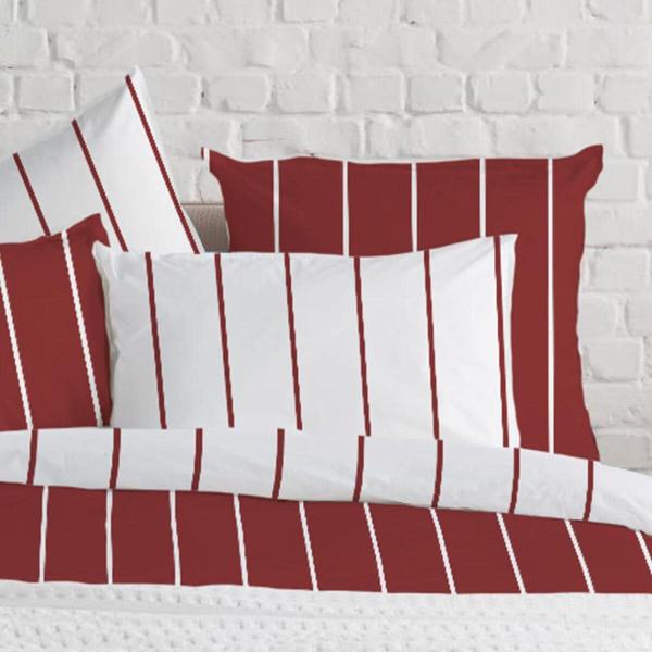 Traumschlaf Flanell Bettwäsche feine Streifen|155x220 cm + 80x80 cm| rot