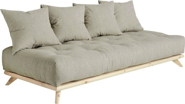 Karup Design SENZA Futonsofa inkl. 4 Kissen Gestell Natur, Matratze Leinen