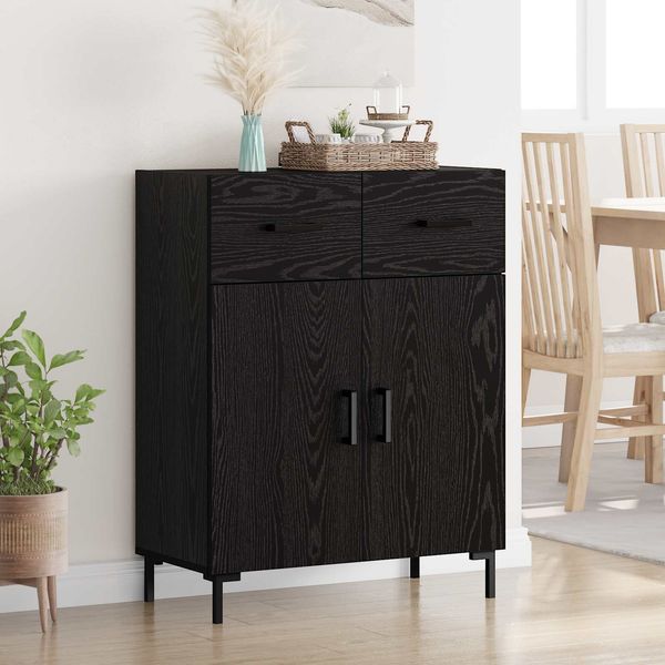 vidaXL Sideboard Schwarz Eichen-Optik 69,5 x 34 x 90 cm Holzwerkstoff 882283
