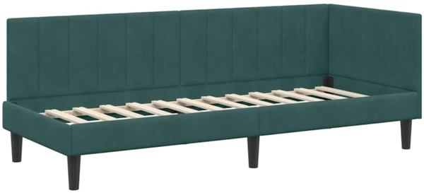 vidaXL Eckbettgestell mit Kopfteil Dunkelgrün 80 cm x 200 cm Stoff 42016330