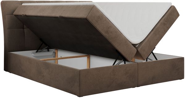 Boxspringbett Polsterbett mit Multipocket-Matratze und Topper - DIEGOS - 140x200cm - Braun Velours - H3 Bild 4