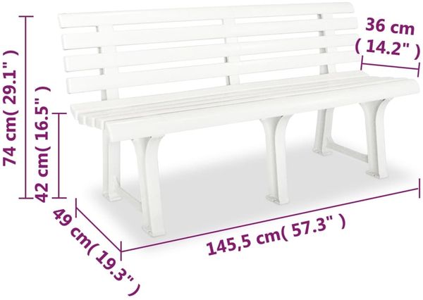 vidaXL Gartenbank 145,5 cm Kunststoff Weiß 43583 Bild 6