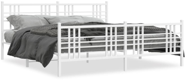 vidaXL Bettgestell mit Kopf- und Fußteil Metall Weiß 200x200 cm 376398