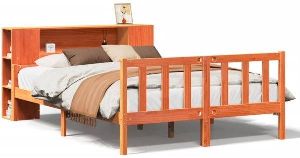 vidaXL Massivholzbett ohne Matratze Wachsbraun 150x200 cm Massivholz 3322101
