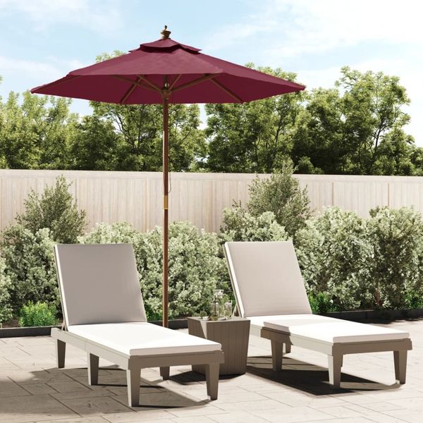 vidaXL Sonnenschirm mit Holzmast Bordeauxrot 196x231 cm 363163