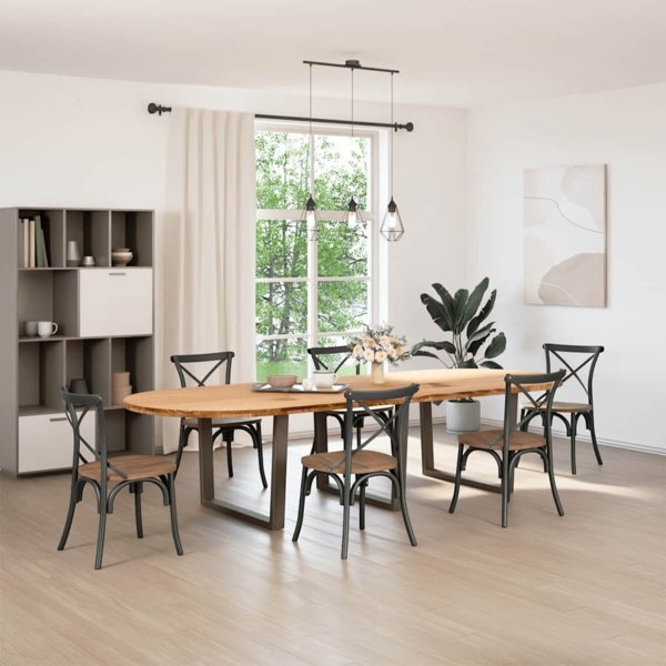 vidaXL Esstisch Hellbraun 320x120x74 cm Massivholz Eiche Oval 3328218