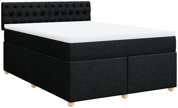 vidaXL Boxspringbett mit Matratze Schwarz 140x200 cm Stoff 3289012 Bild 3