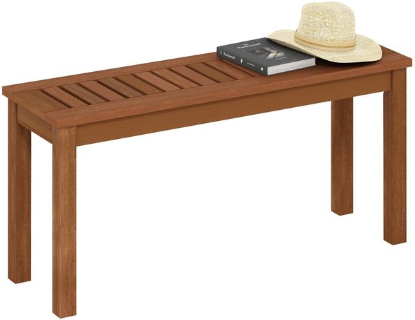 Furinno TIOMAN Gartenbank für den Außenbereich, rückenfreie Gartenbank, für Terrasse, Deck, Garten, 12 x 39 x 19, Helles Holz