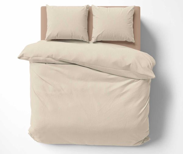 Mako Satin Bettwäsche Streifen schmal hellbraun 135x200 + 80x80