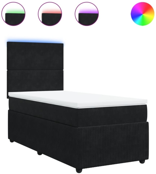 vidaXL Boxspringbett mit Matratze Schwarz 100x200 cm Samt 3294558