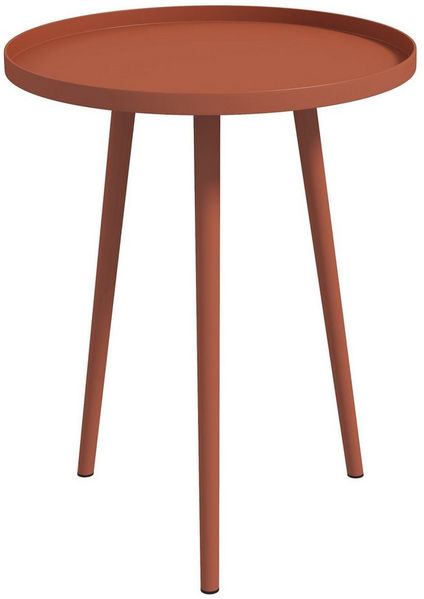Outsunny Gartentisch wetterfest, mit erhöhtem Rand, aus Stahl, rund (Balkontisch, 1-St, Beistelltisch Garten), 20kg belastbar, Ø40x50H cm, für Outdoor Indoor Balkon Terrasse Rot