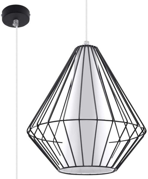 Pendelleuchte, Schwarz, Gitter, Stahl, H 100 cm