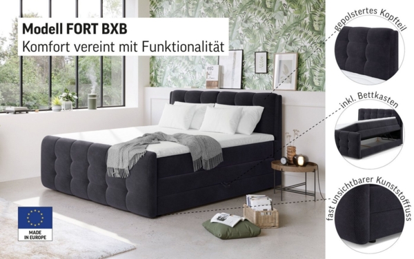 COTTA Boxspringbett Fort mit Bettkasten, inkl. Topper, erhältlich in verschiedenen Breiten (160cm, 180cm & 200cm) Bild 2