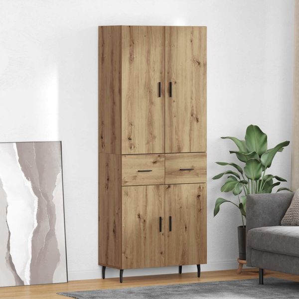 Highboard 2 pcs, BuffetSchrank, Kommode Artisan-Eiche Engineered Wood und Glas