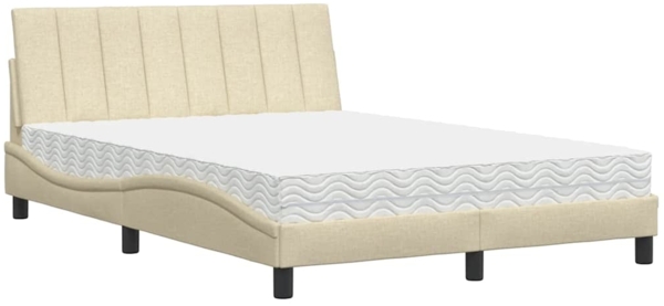 vidaXL Bett mit Matratze "Hanko" Creme 120x200 cm Stoff 3310522