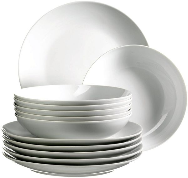 Mäser 920498 Barca Tafelservice, Porzellan, weiß, 12-teilig (1 Set)