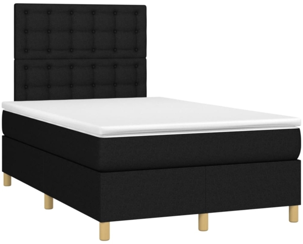vidaXL Boxspringbett mit Matratze & LED Schwarz 120x200 cm Stoff, Härtegrad: H2 [3135743] Bild 2