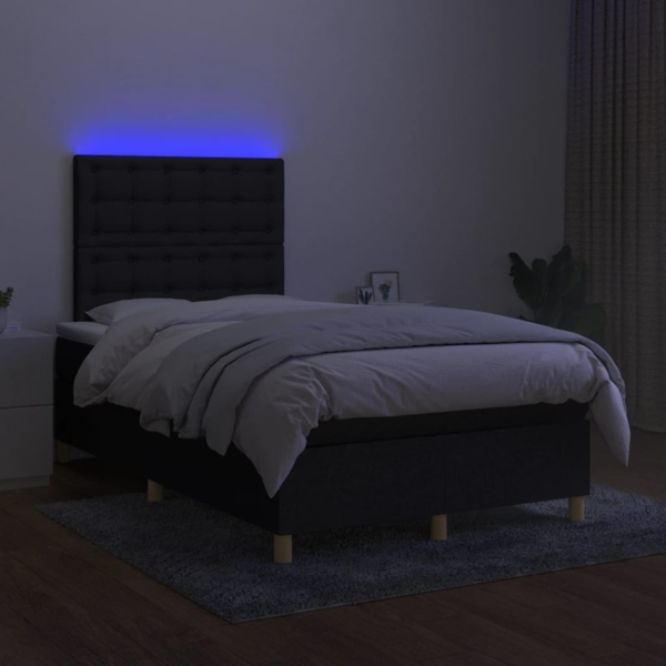 vidaXL Boxspringbett mit Matratze & LED Schwarz 120x200 cm Stoff, Härtegrad: H2 [3135743] Bild 3