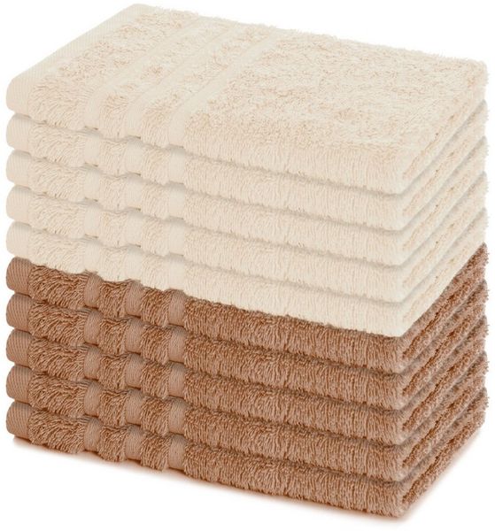 Lavea Gästehandtücher 30x50 cm, 10er Set Gästehandtuch, Elena-Frottee Handtuch, Gästetuch, (Set, 10-St), 500 g/m² Frottier, weich & saugstark, pflegeleicht