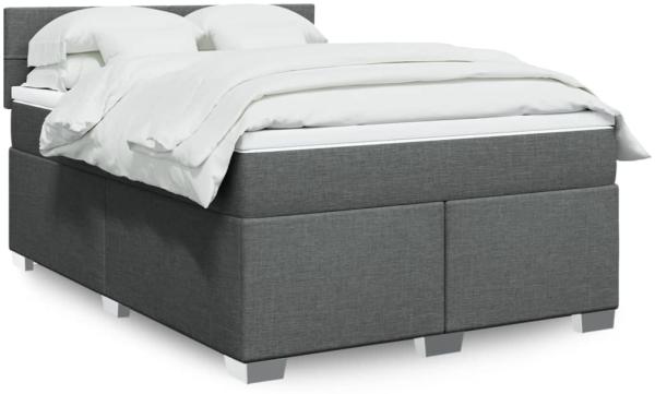 Boxspringbett mit Matratze, Stoff, Viereckige, grauer Fuß, Dunkelgrau, 140x190 cm, true